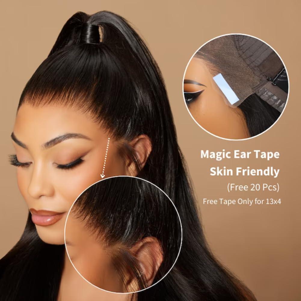 Beauty Forever Beauty Forever 13x4 Pre-Everything Glueless Frontal Straight Lace Front Wigs Human Hair,Bye Bye Knots Pre Bleached Ear to Ear Pre Cut Lace Wig Pre Plucked 150% Density 18inch