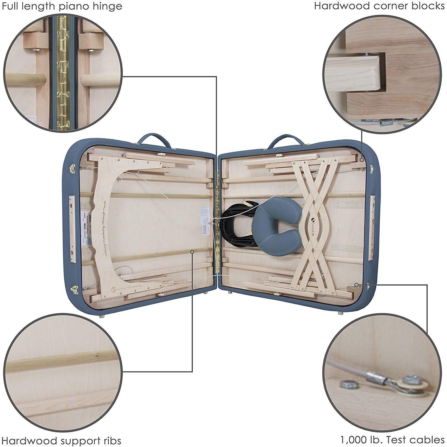 EarthLite EARTHLITE Premium Portable Massage Table Package SPIRIT - Spa-Level Comfort, Deluxe Cushioning incl. Flex-Rest Face Cradle & Strata Face Pillow, Carry Case (30/32 x 73) - Made in USA, Mystic Blue