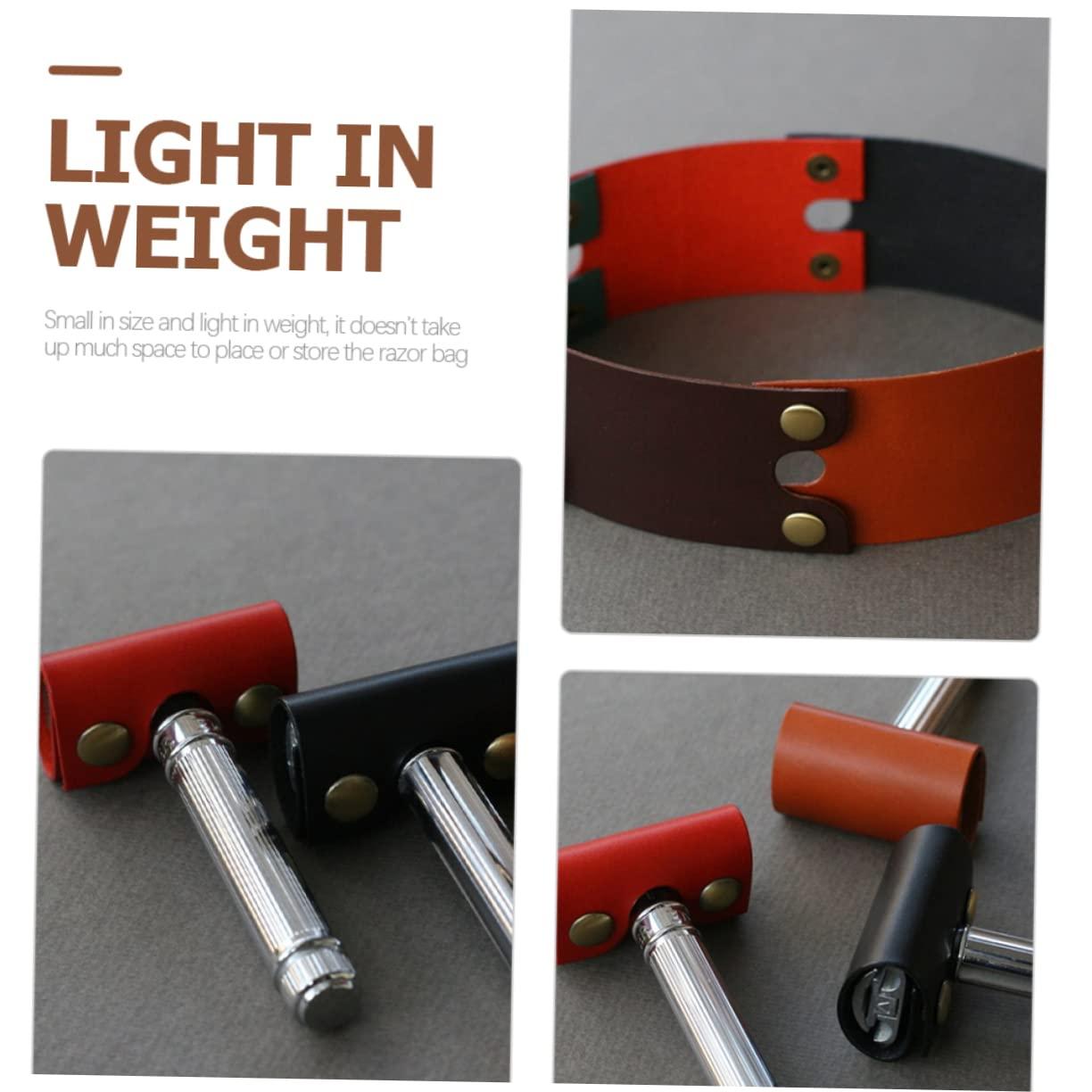 Mikinona Mikinona Safety Razor Covers 3pcs Razor Sleeve for Men Protective Cover Compact Travel Case Red Black Brown