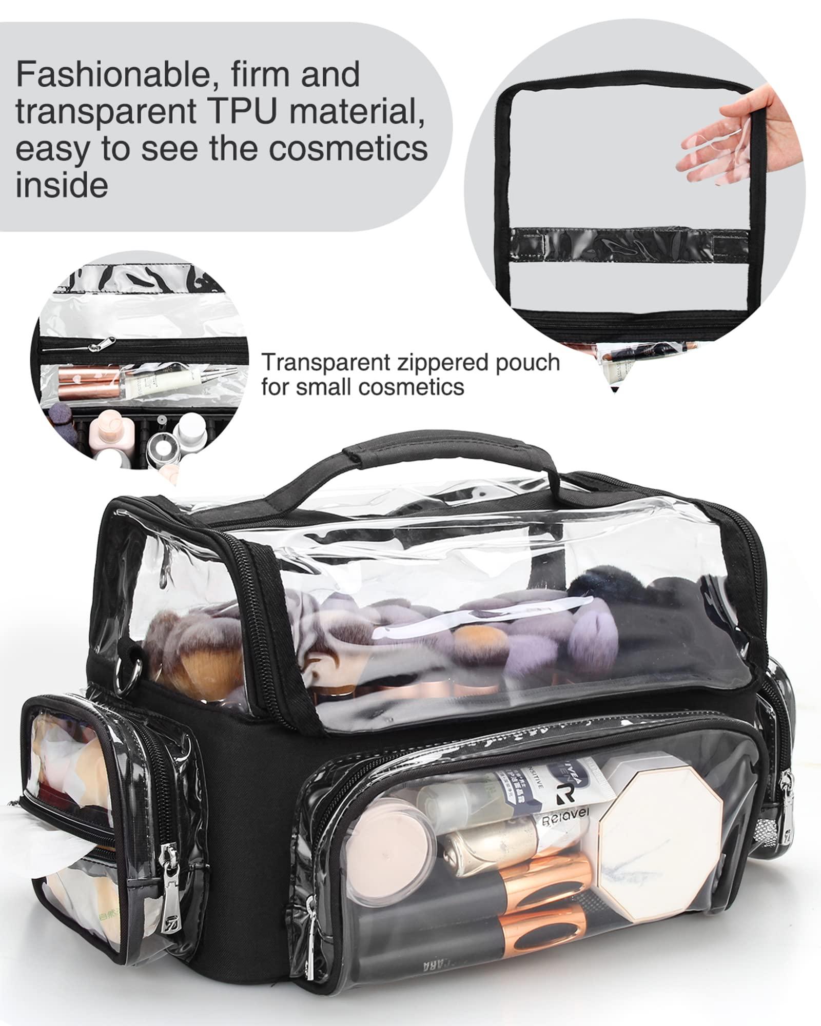 NAONAYA Makeup Brush Case, Extra Large Makeup Brush Bag XL Professional Makeup Artist Must Haves Travel Case with Stand Up Brush Slots Cosmetic Organizer Bag, Full Open Easy to Access, with Adjustable Strap
