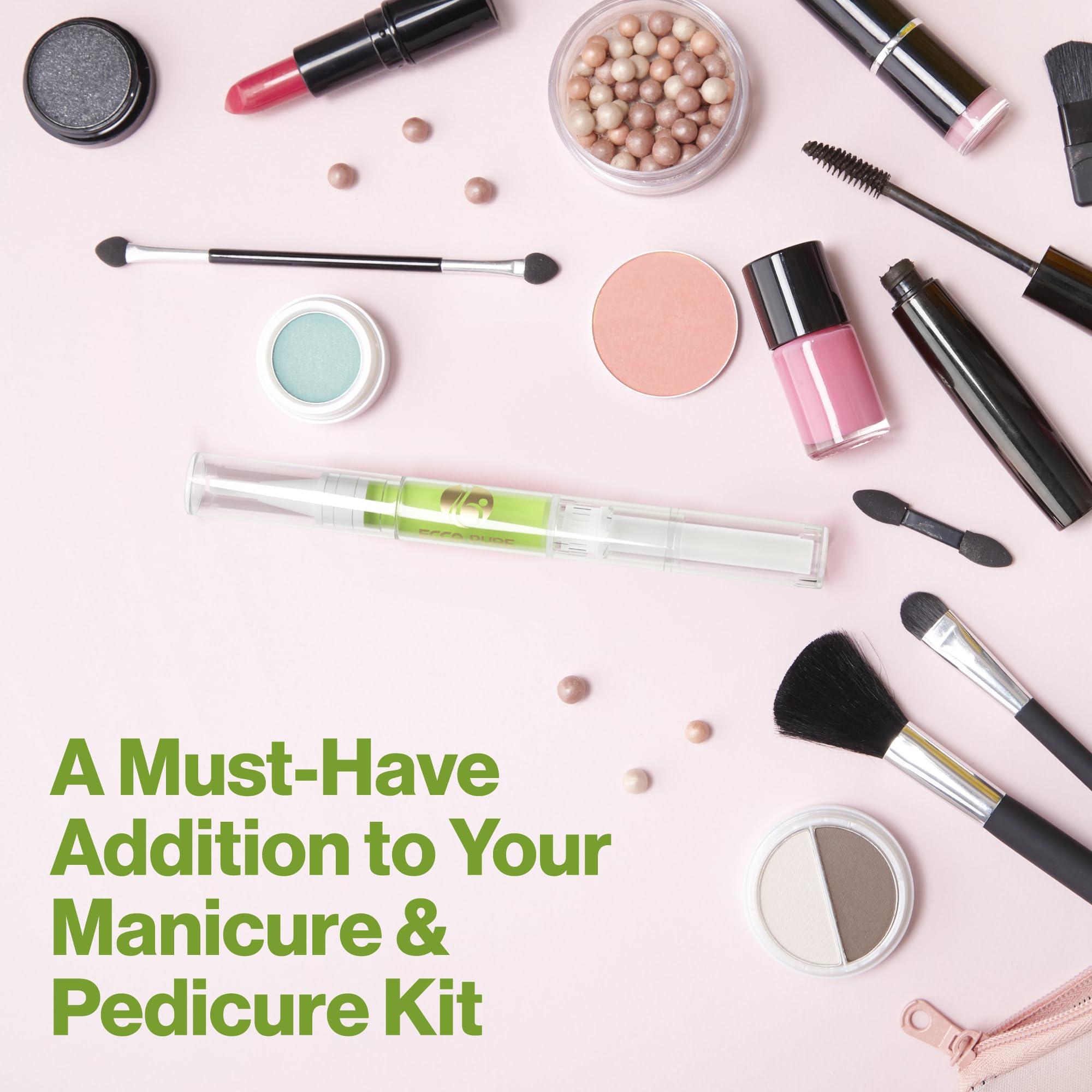 ECCO PURE Nail Art Cuticle Protector Pen - Tool for Nail Art and Growth - Manicure & Pedicure Treatment for Brittle Breaking Fingernails (Green Pear & Citrus - 1 Pack)