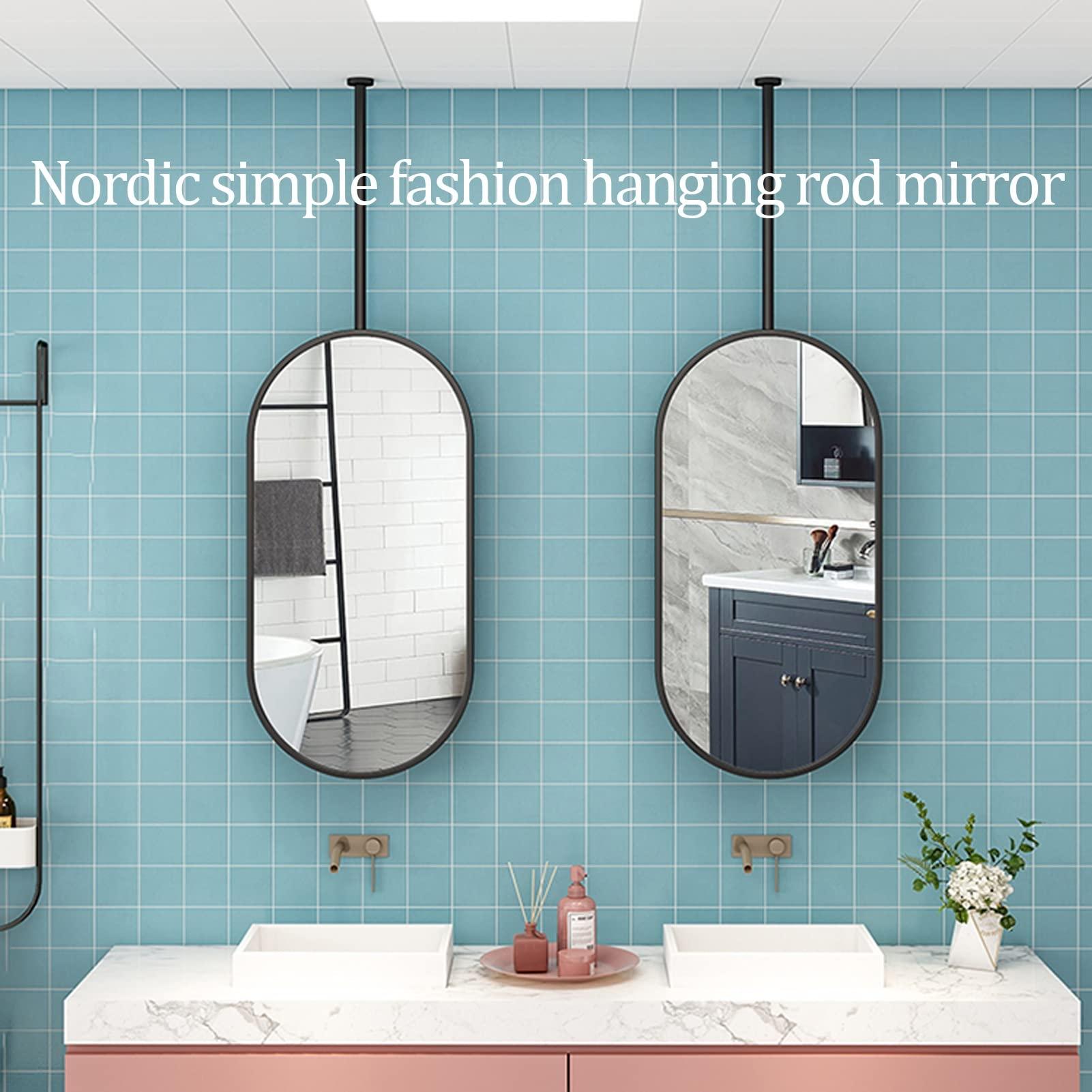 LHYZF LHYZF HD Oval Mirror for Ceiling Hanging, for Bathroom Washroom Makeup Shaving Cloakroom Bedroom Customizable Metal Boom Hanging Mirror (Size : 40cmx60cm)