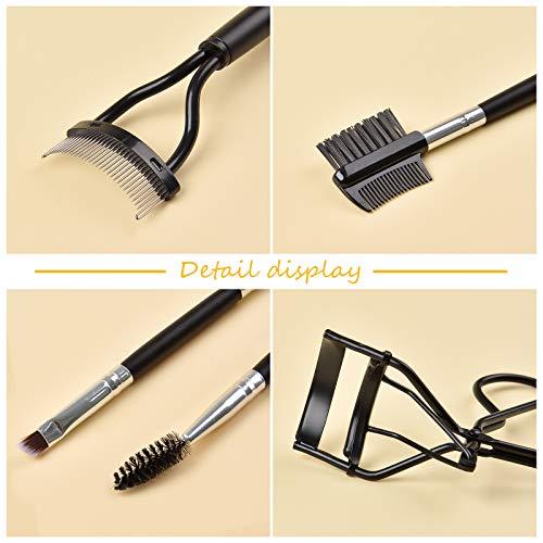 EBANKU Eyelash Comb Brush Tools EBANKU 4pcs Eyebrow Brush Comb Eyelashes Curler Lash Separator Tool Double Ended Professional Eye Brow Spoolie Brushes for Makeup Grooming (Black)