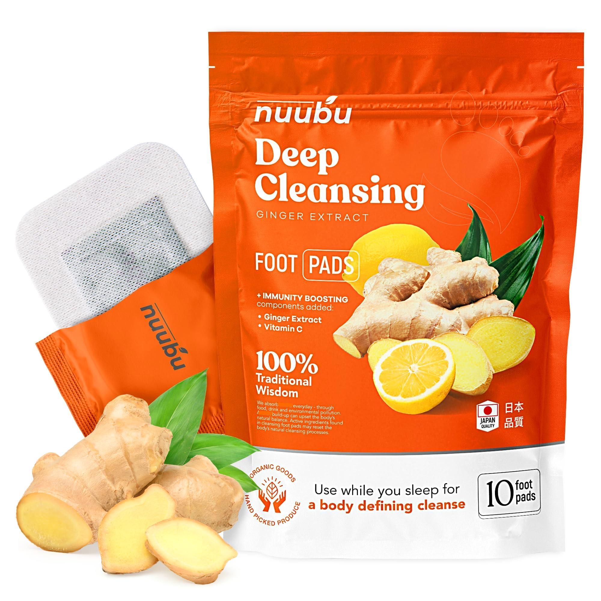 Nuubu Nuubu | Ginger Deep Cleansing Foot Pads for Better Sleep & Foot Care | Premium Japanese Organic Foot Pads with Ginger Powder (10 Pc)