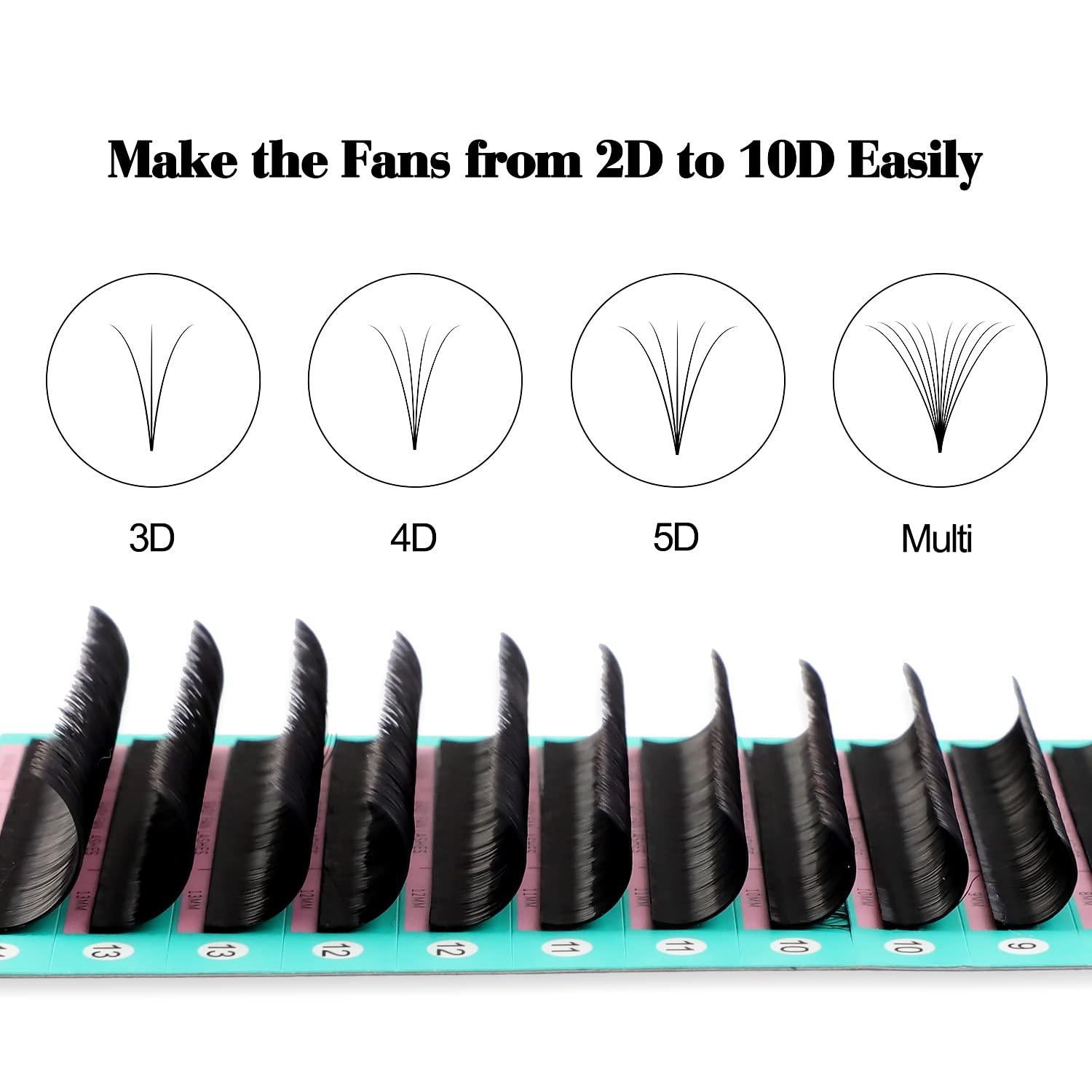 VAVALASH Eyelash Extension Supplies DD Curl 0.12 Rapid Volume Lash Extensions Easy Fan 3D 4D 5D 6D 7D 10D Automatic Blooming Flower Lashes Self Fanning Lashes Volume Individual Lashes DD-0.12,8-15mm