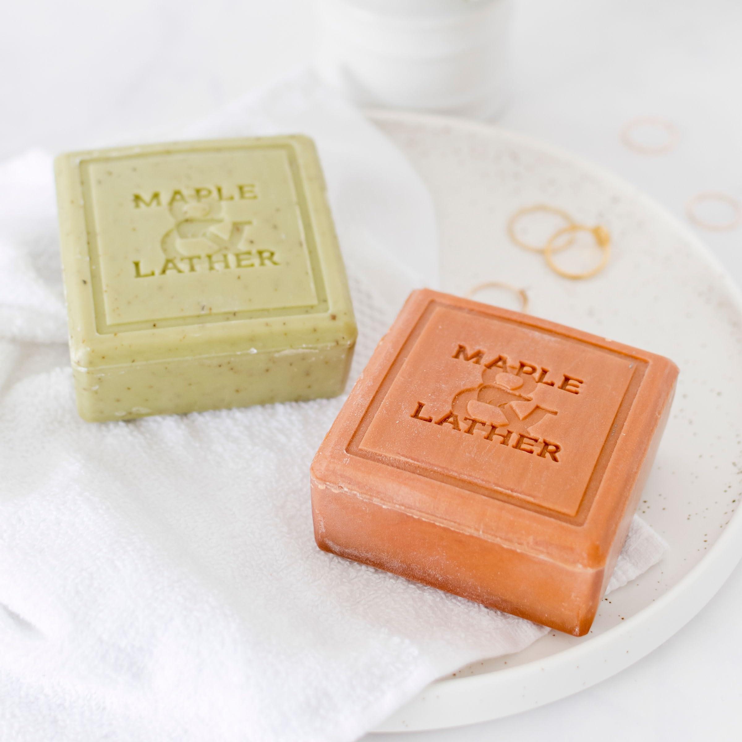 Maple and Lather Maple & Lather Triple Milled Bar Soap with Shea Butter, Maple Scent, Moisturizing, Long-Lasting, Sustainably Sourced, 209g - Made in Provence, France