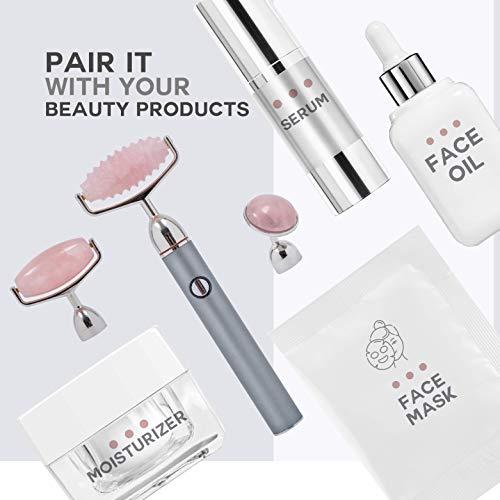 Mik Beauty Mik Beauty USB Rose Quartz Face Roller Massager - Vibrating Facial Roller and Gua Sha Set with Travel Bag - Jade Roller Kit for Eye, Neck, and Face