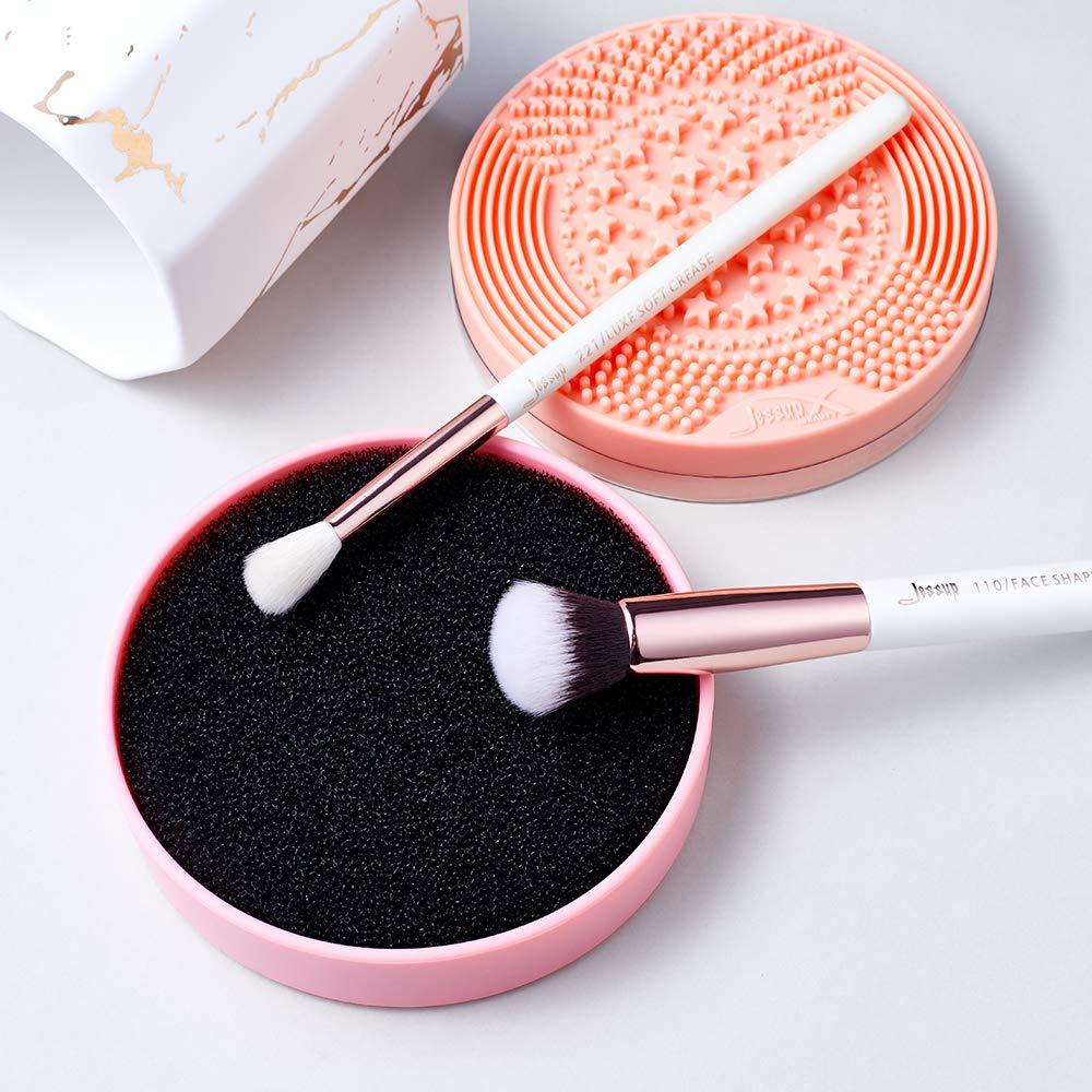 Jessup Jessup Pink 2pcs Makeup Brushes T497 with Brush Cleaning Mat A005