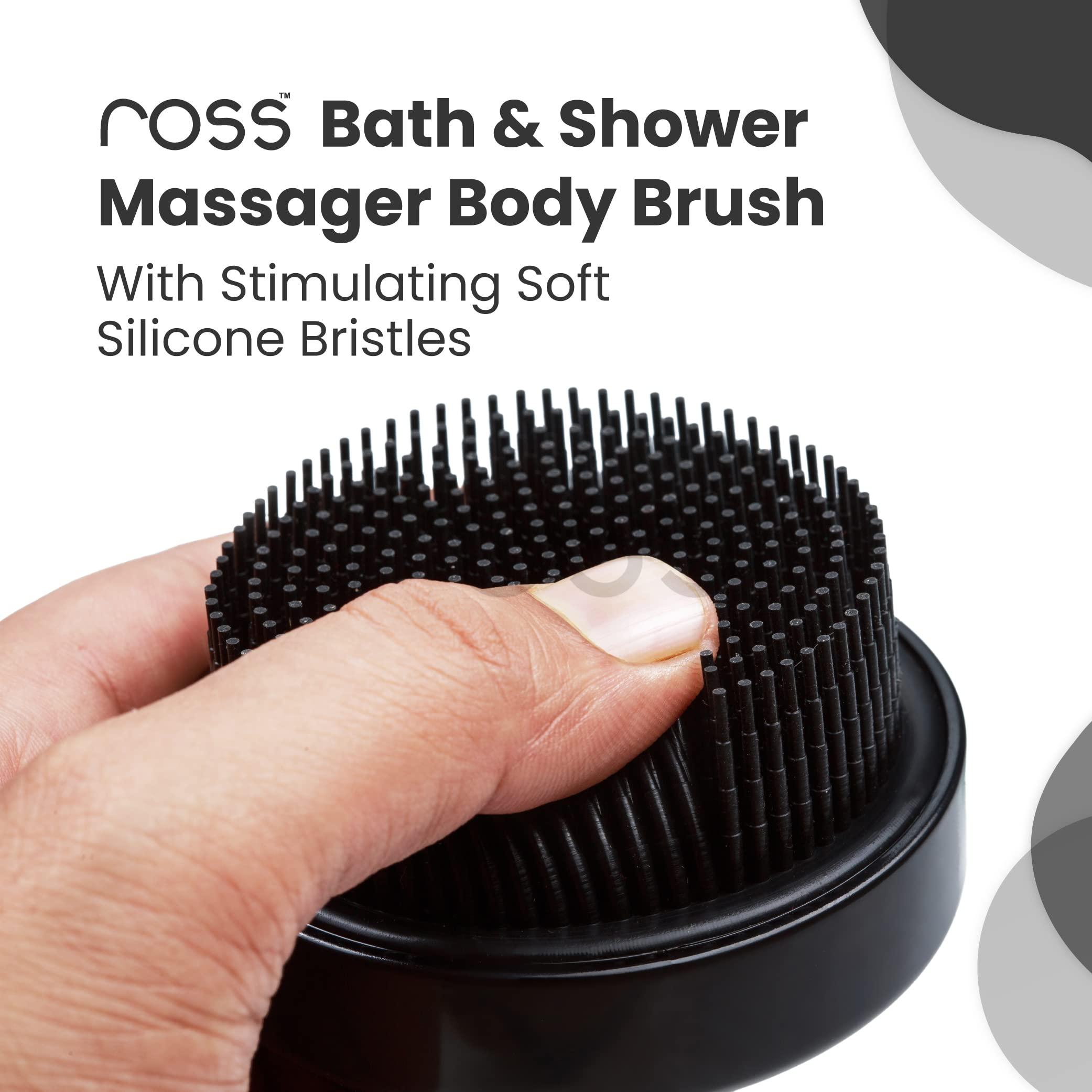 Ross Ross Bath & Shower Massager Body Brush with Soft Silicone Bristles (Black)