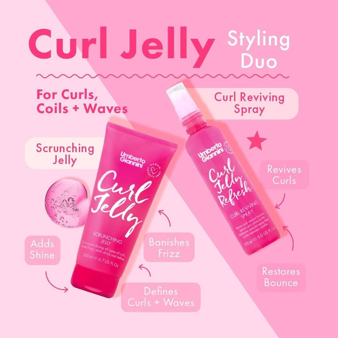 Umberto Giannini Umberto Giannini Curl Jelly Scrunching Jelly, Vegan & Cruelty Free Frizz Solution Gel for Curly or Wavy Hair, 200 ml (Curl Jelly Trio)