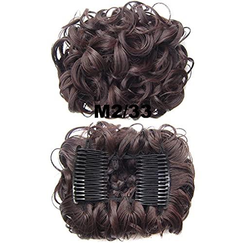 STREJHYT Women's Short Curly Hair Bun Elastic Big Hair Bun Synthetic Extension With Two Plastic Combs Hairpieces M2 33