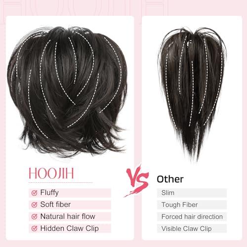 HOOJIH HOOJIH Messy Bun Hair Piece, Claw Clip in Straight Hair Bun 9 Inch Short Ponytail Extension with Bendable Metal Wire Hair Pieces for Women Fake Hair Bun DIY Styles - Ginger Medium Brown
