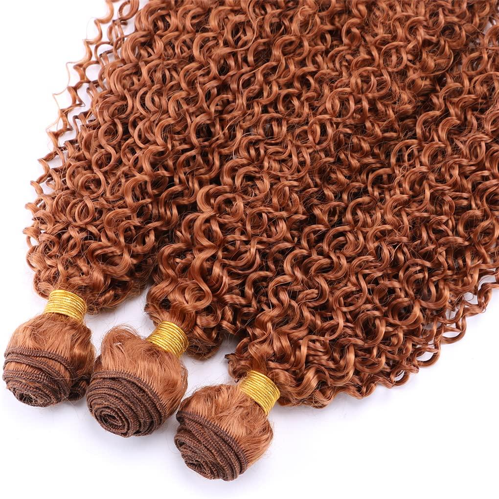 Qinhange 8-30 Inch Afro Kinky Curly Hair Bundles High Temperature Synthetic Hair Extensions For Black Women #613 18inches 3 pcs