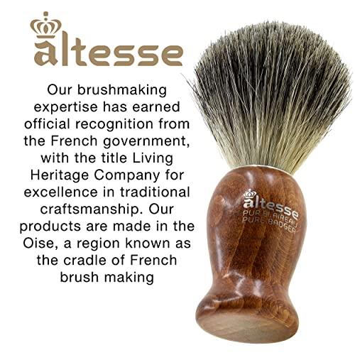 Altesse Altesse 78310 Russian Grey Badger Shaving Brush for Shave Cream, Shaving Soap, Shaving Cream Foam and Lather for Wet Shave With Shaving Razor, Safety Razor, and Straight Razor. Made in France