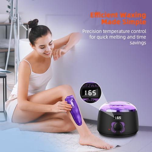 BLITZWAX BLITZWAX Digital Waxing Kit for Women and Men Hair Removal with 1.3lbs Lavender&1.3lbs Cream Wax Beans for Eyebrow, Body, Brazilian, Bkini and Sensitive Skin, Hot Wax Beads Kit for Home and Salon Use