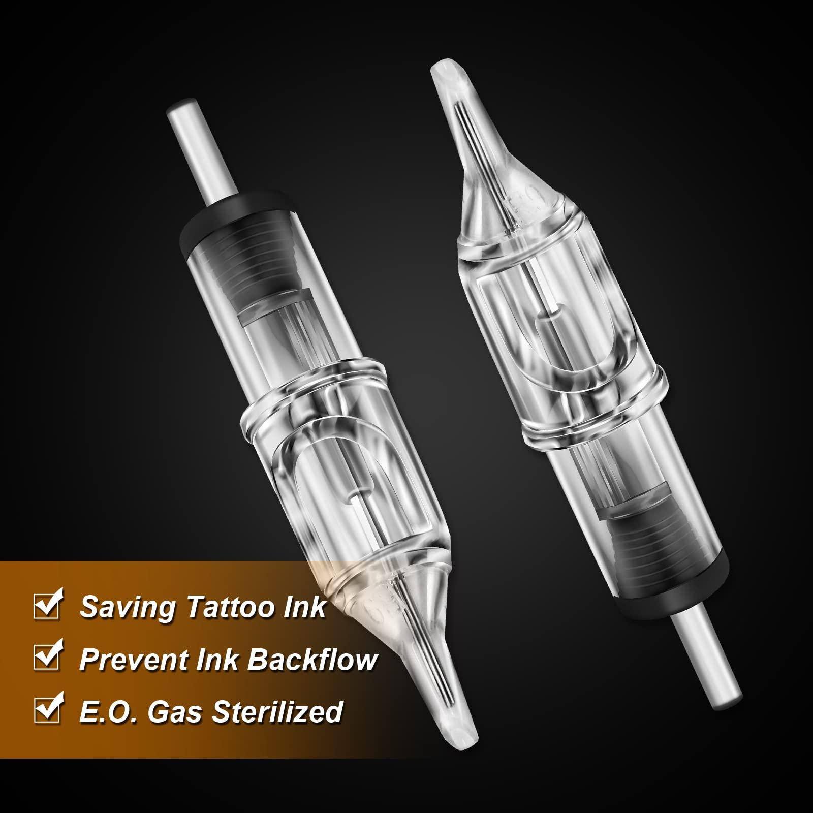 Ruicoo Tattoo Cartridge Needles - 40Pcs Mixed Sizes Tattoo Needles Cartridge Round Shader 3RS 5RS 7RS 9RS for Tattoo Kit and Tattoo Artists