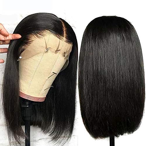 oulaer HD Invisible Lace Front Wig Short Bob Wigs 13x4 Transparent Lace Human Hair Wigs Pre Plucked With Baby Hair Straight Bob Wigs Brazilian Virgin Hair For Black Women(150% Density,14Inch)