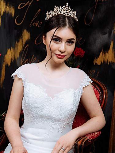 Barode Barode Bridal Wedding Crowns and Tiaras Crystal Bride Queen Crowns Rhinestone Headband Wedding Hair Accessories for Women and Girls (Gold)