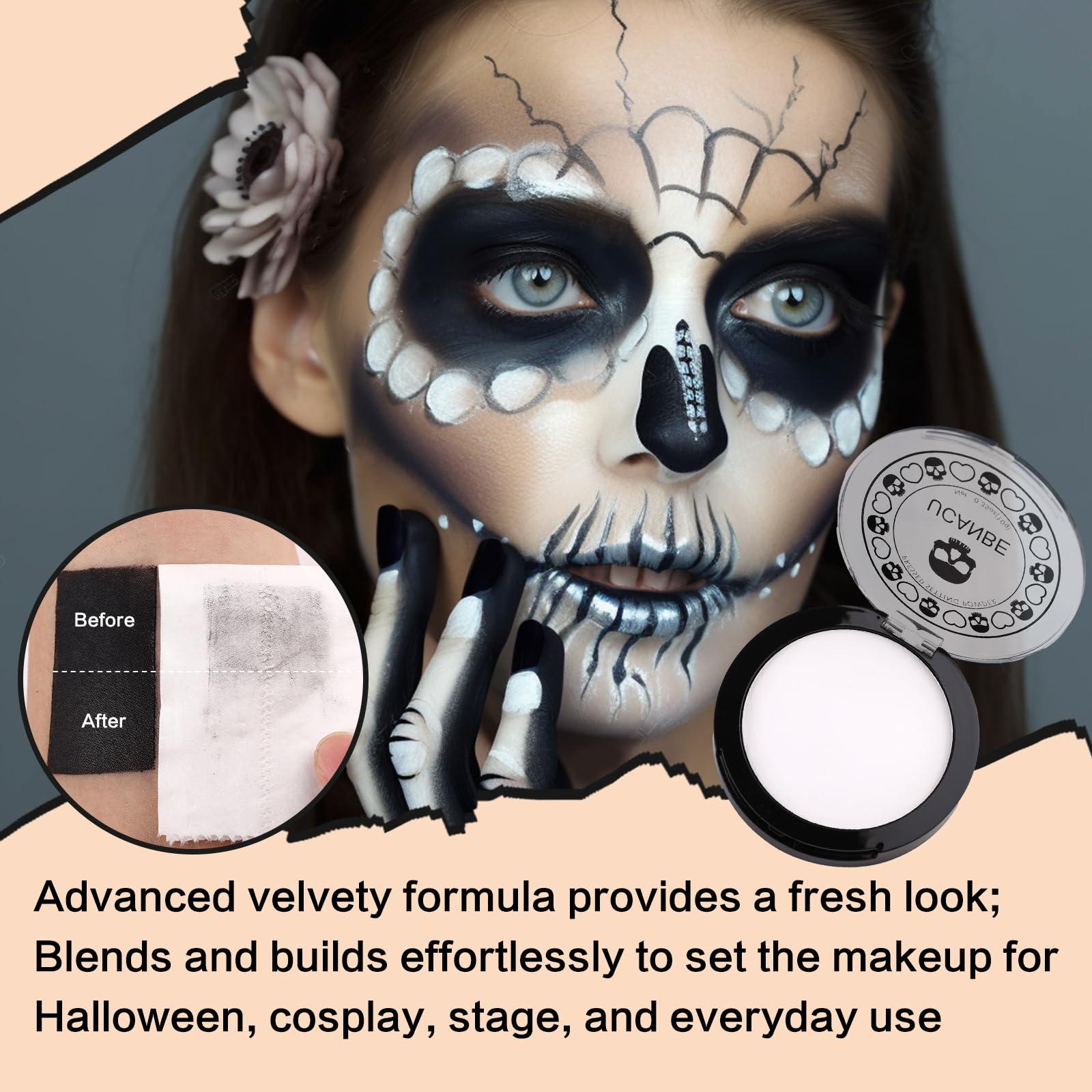 UCANBE UCANBE White Pressed Setting Powder for Special Effects & Halloween Makeup, Translucent Matte Finishing Powder, Baking White Face Powder for Long Lasting Coverage, Portable Compact