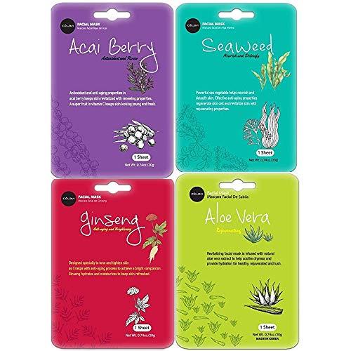 Celavi Cosmetics celavi Face Mask Set Korean Beauty Essence Facial Paper Sheet Mask Korea Skin Care Moisturizing 4 Packs of each 12 New flavors K-Beauty Skincare 48 masks in a pack Made in Korea