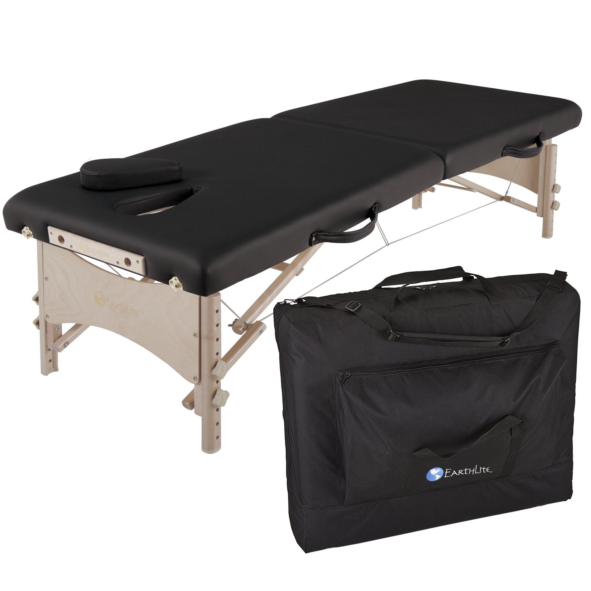Earthlite EARTHLITE MediSport Portable Massage Table Package - Heavy Duty, Low Height Range, Ideal for Osteopaths, Chiropractors & Physical Therapists incl. Face Hole, Filler and Carry Case, Black