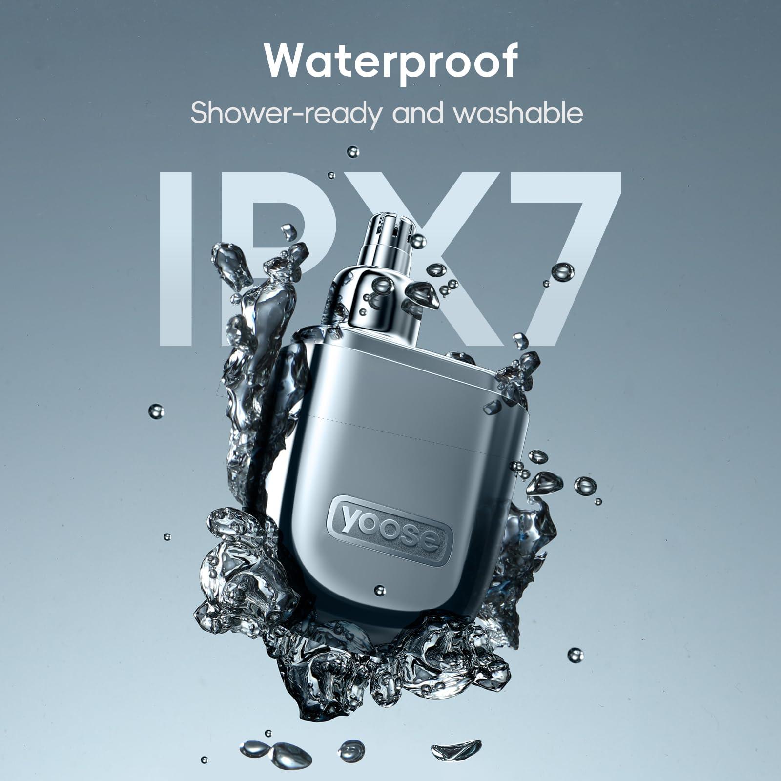 yoose yoose Grooming Bundle: Nose Hair Trimmer Silver and Mini Shaver Black, Alloy, Portable, Cordless, IPX7 Waterproof, USB-C Rechargeable, Easy Cleaninig