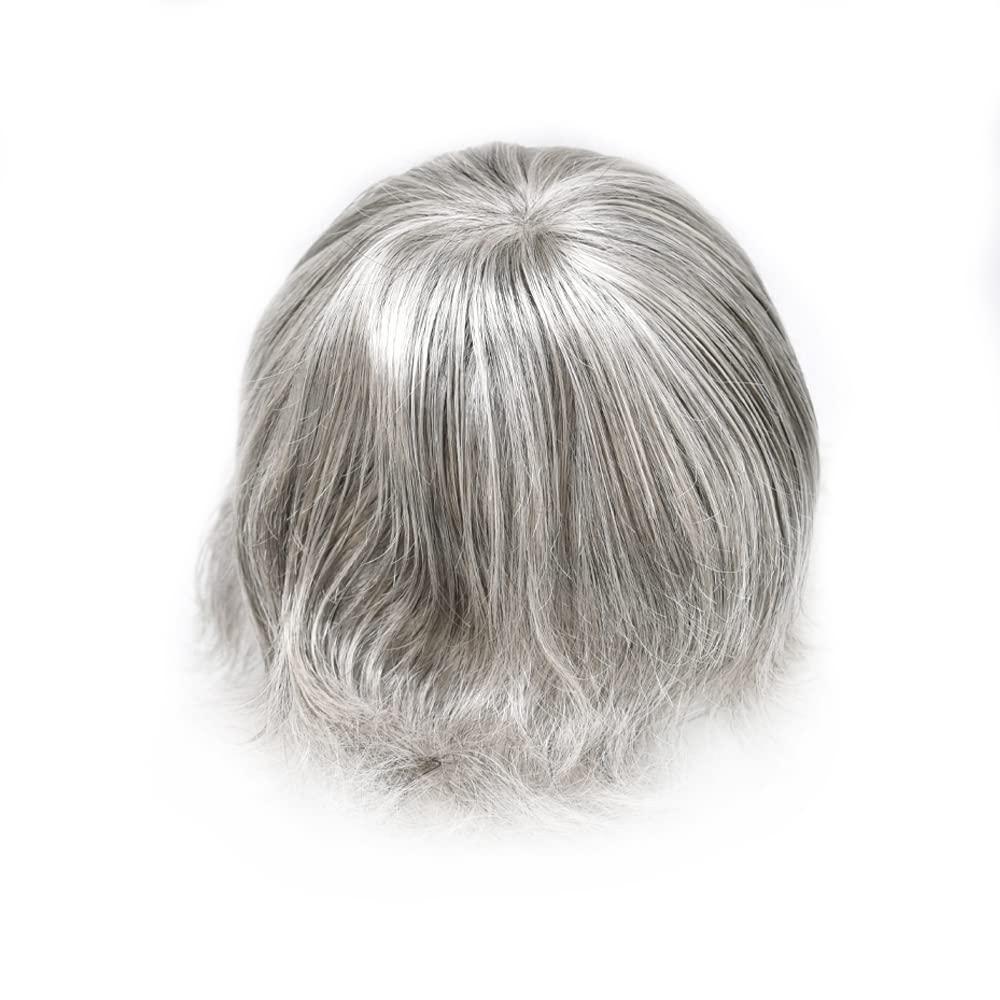 SINGA HAIR Hair System Toupee For Men Human Hair Piece Replacement Mens Toupee Wigs Male Prosthesis Transparent Full Lace Hair Unit for Men Hairpiece 7\'\'X9\'\' #1B90 Black Mixed Grey White