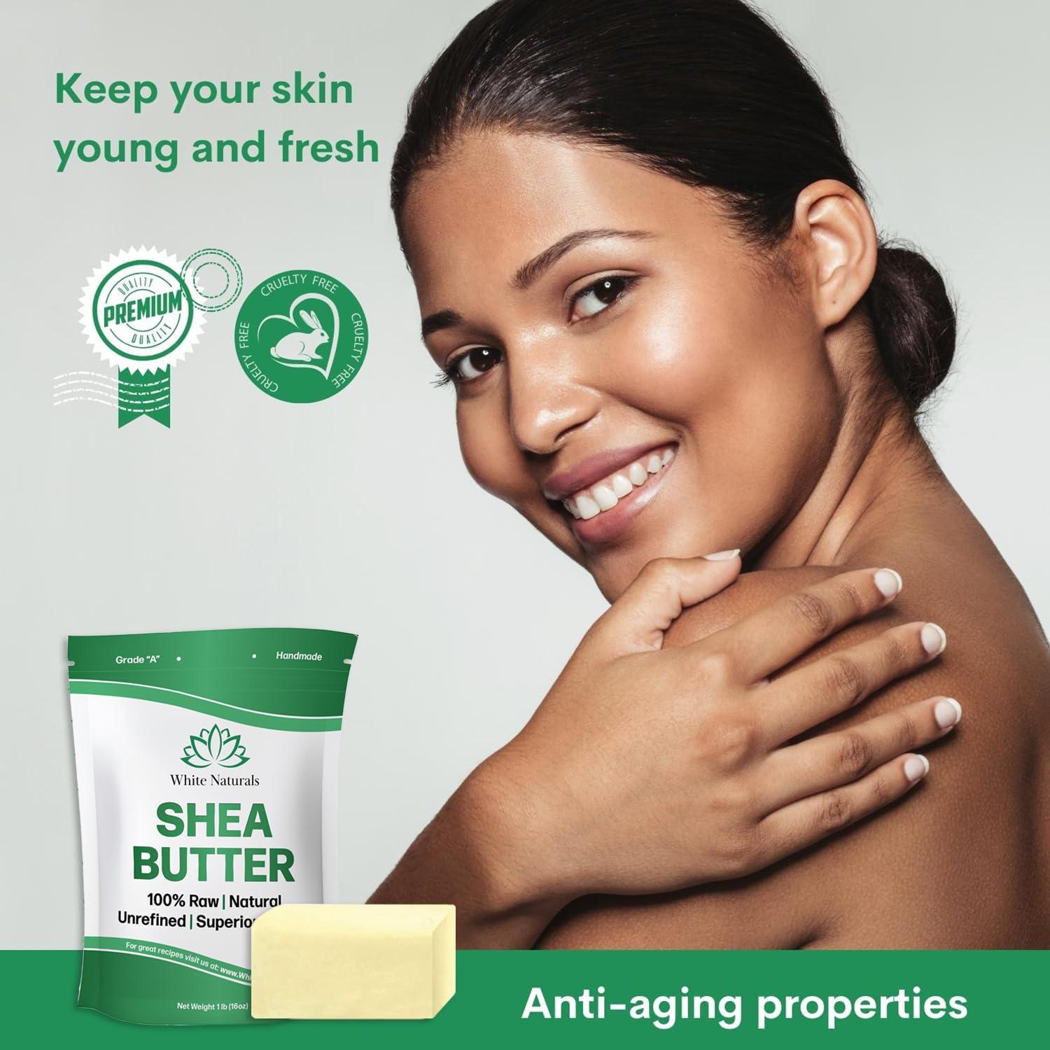 White Naturals White Naturals Bulk Shea Butter 5 lb Pure, Raw, Unrefined, African, Grade A,Ivory, Perfect Skin Moisturizer, DIY Lip Balms, Recover Sun Damage, Kids Cream