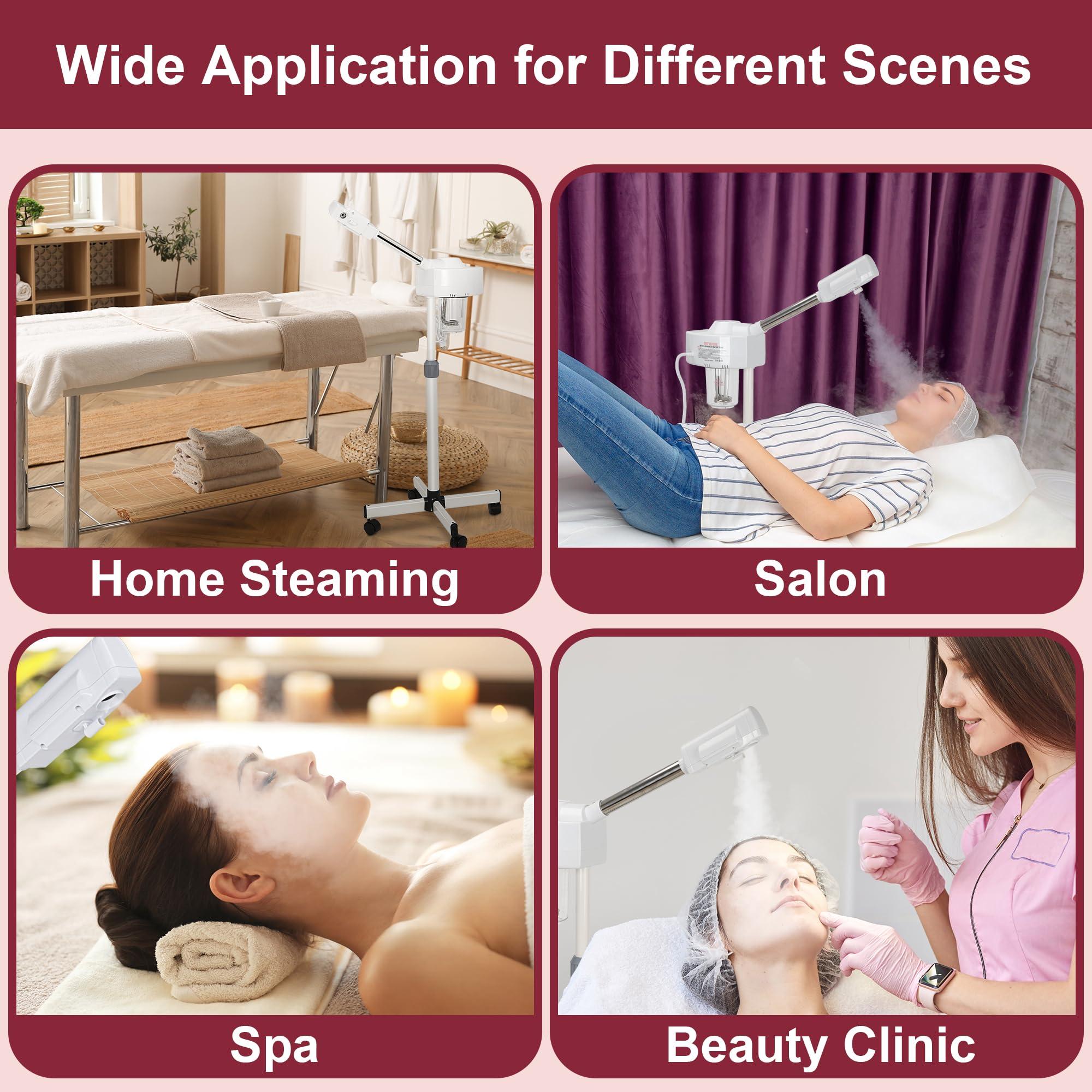 Epetlover Epetlover Facial Steamer On Wheels Professional Face Steamer Machine for Home Spa Facial Deep Cleaning, Ionic Ozone Hot Mist Skin Care Equipment with Stand