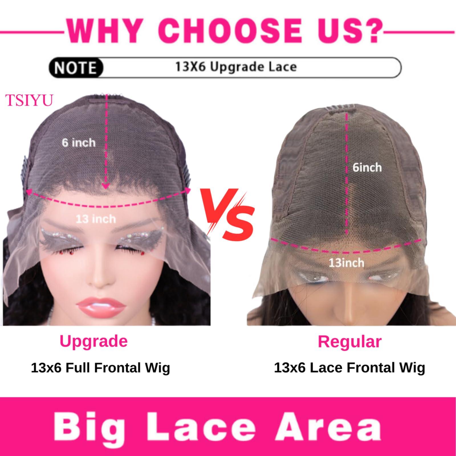 tsiyu tsiyu 26 Inch 13x6 Full Lace Front Wigs Human Hair Pre Plucked Deep Wave 180 Density HD Lace Frontal Wig With Baby Hair Transparent Glueless Deep Curly Human Hair Wigs for Women