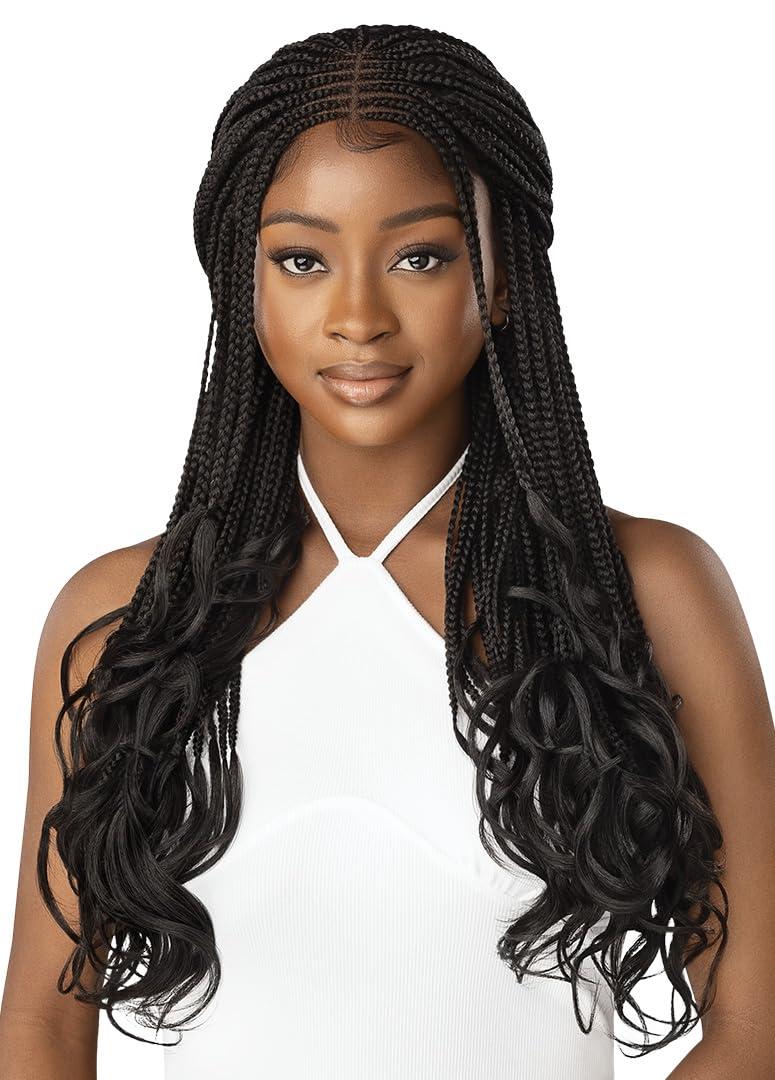 Outre Outre - 4x4 Lace Front Wig - MIDDLE PART FRENCH CURL BOX BRAIDS 26\" (DR BURGUNDY)
