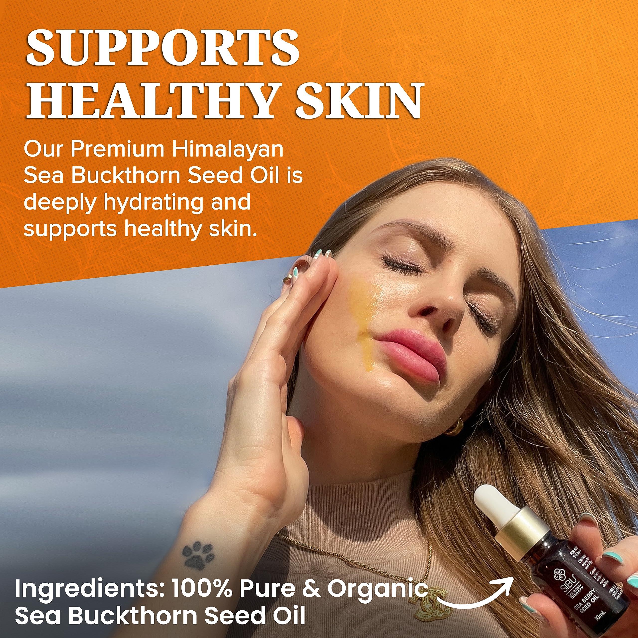 sibu sibu Premium Himalayan Sea Buckthorn Seed Oil, USDA Organic (30ml)  Amazing for Sensitive Skin, Breakouts, & Irritation