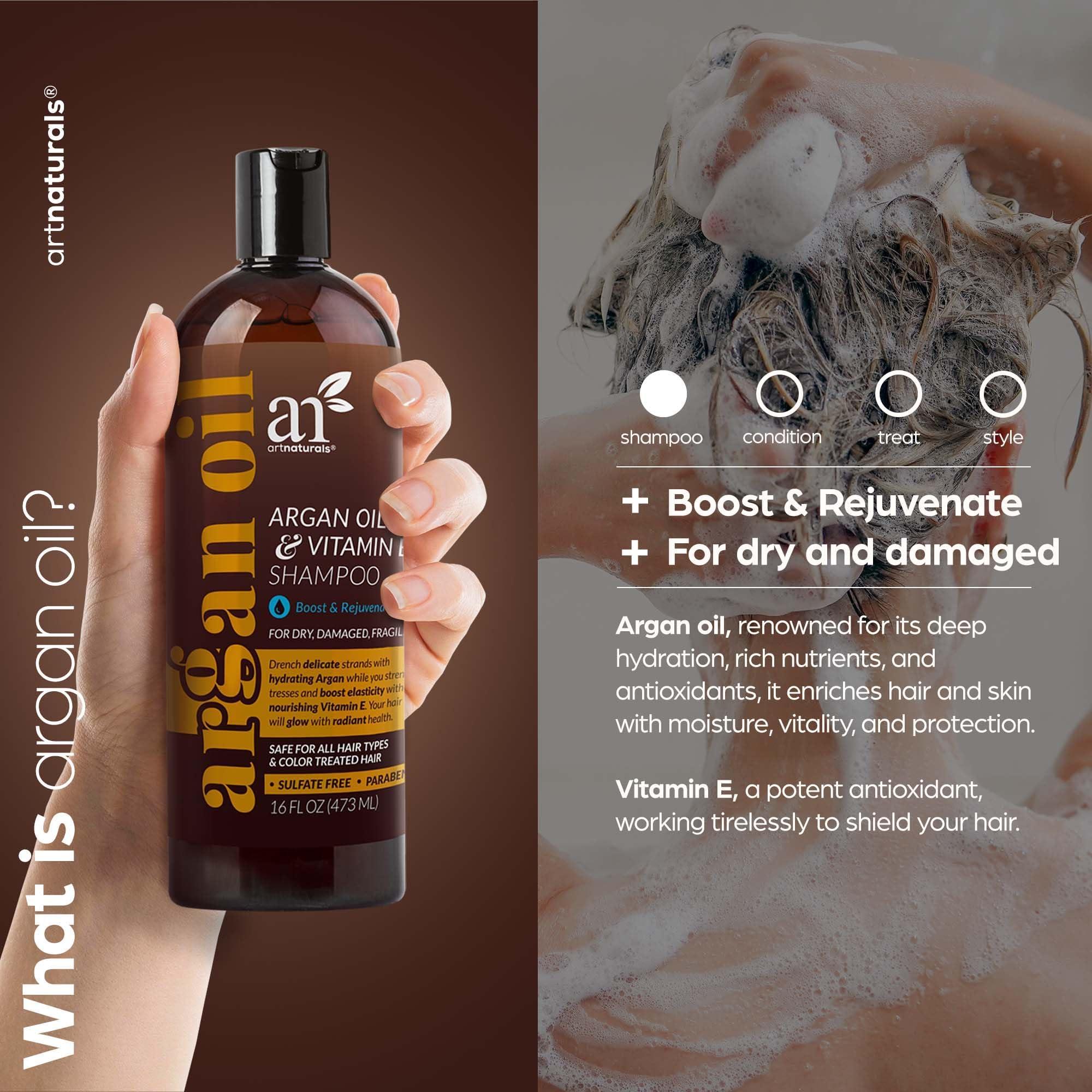 Artnaturals artnaturals Argan Hair Growth Shampoo - (16 Fl Oz / 473ml) - Sulfate Free - Treatment for Hair Loss, Thinning & Regrowth - Men & Women - Infused with Biotin, Argan Oil, Keratin, Caffeine