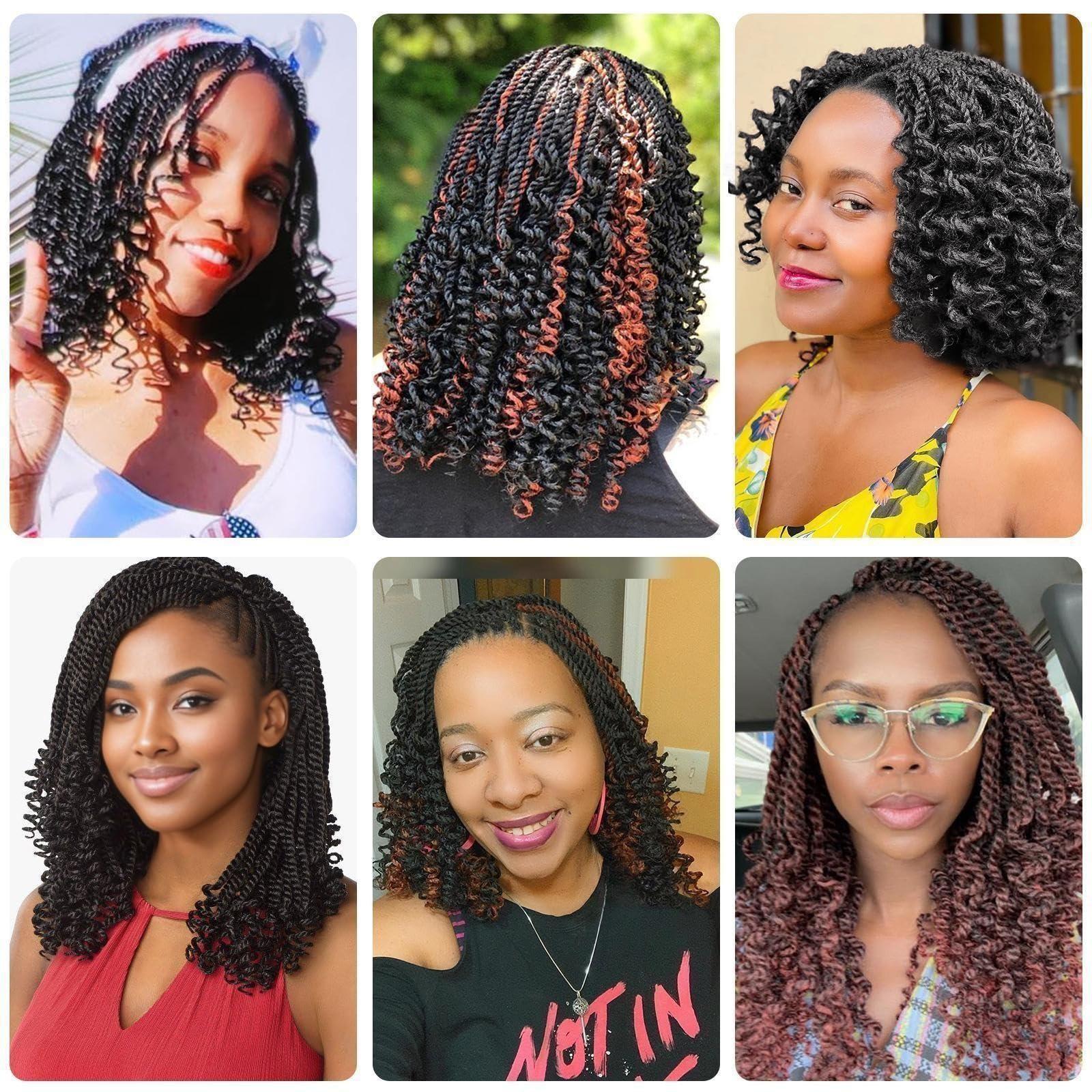 Aeagoo Crochet Hair 14 Inch Grey Senegalese Crochet Hair for Black Women 8 Packs Crochet Kinky Twist Braiding Hair Pre Looped Rope Twist Hair with Curly Ends (14 Inch,Tgrey)