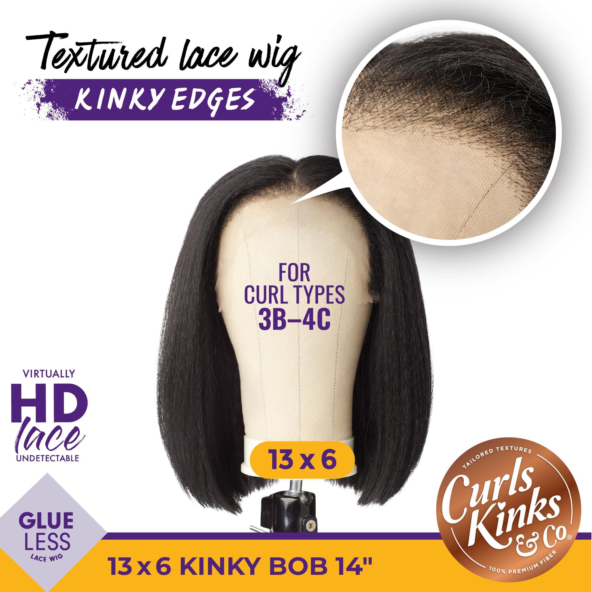 Sensationnel Sensationnel Curls kinksandco kinkyedges wig - kinky bob 14 inch 13x6 lace frontal natural kinkytexture edged hairline for natural 3c to 4c hair textures (HL34/51)