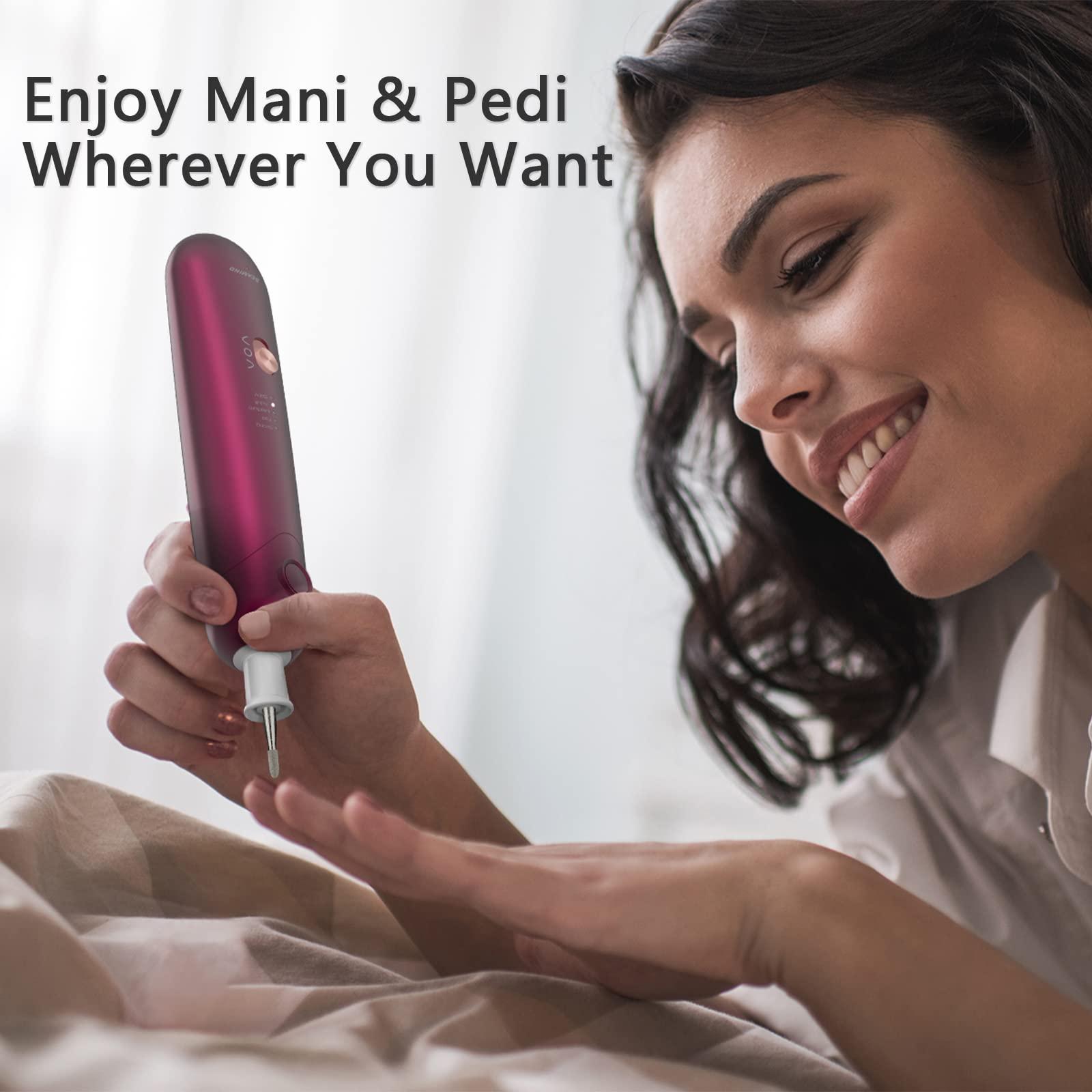 SEAMIND Professional Manicure Pedicure Set, Cordless Electric Nail File Kit, Rechargeable Nail Grinder for Thick Nails, 5 Speeds Hand Foot Nail Care Trimmer Buffer Tools