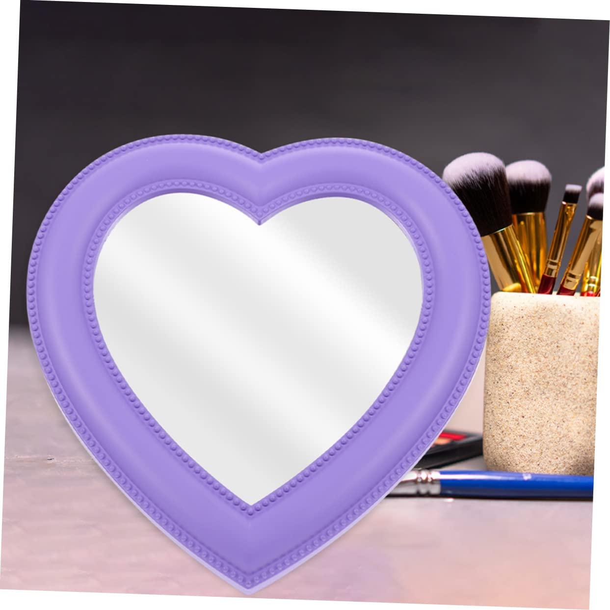 minkissy minkissy Desk Standing Makeup Mirror Set 2pcs Heart Shaped Vanity Mirrors for Women Mirror Surface