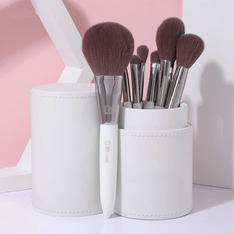 JMKJMJP JMKJMJP 8PCS Pearl White Makeup Brushes Set Beauty Foundation Powder Eyeshadow Make Up Brush with Brush Holder(8pcs,D)