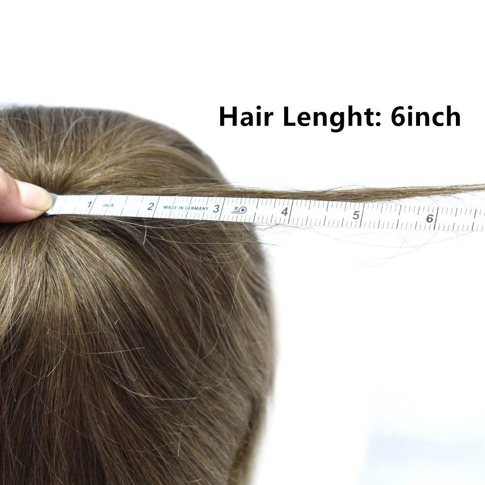 Generic Mens Toupee Wigs Hair System for Men French Lace Front Hair Piece Replacement Mens Hair Unit Natural Hairline Poly Skin PU Toupee for Men (8\'\'x10\'\', 18 Medium Blonde-120% Med-light to Medium Density)