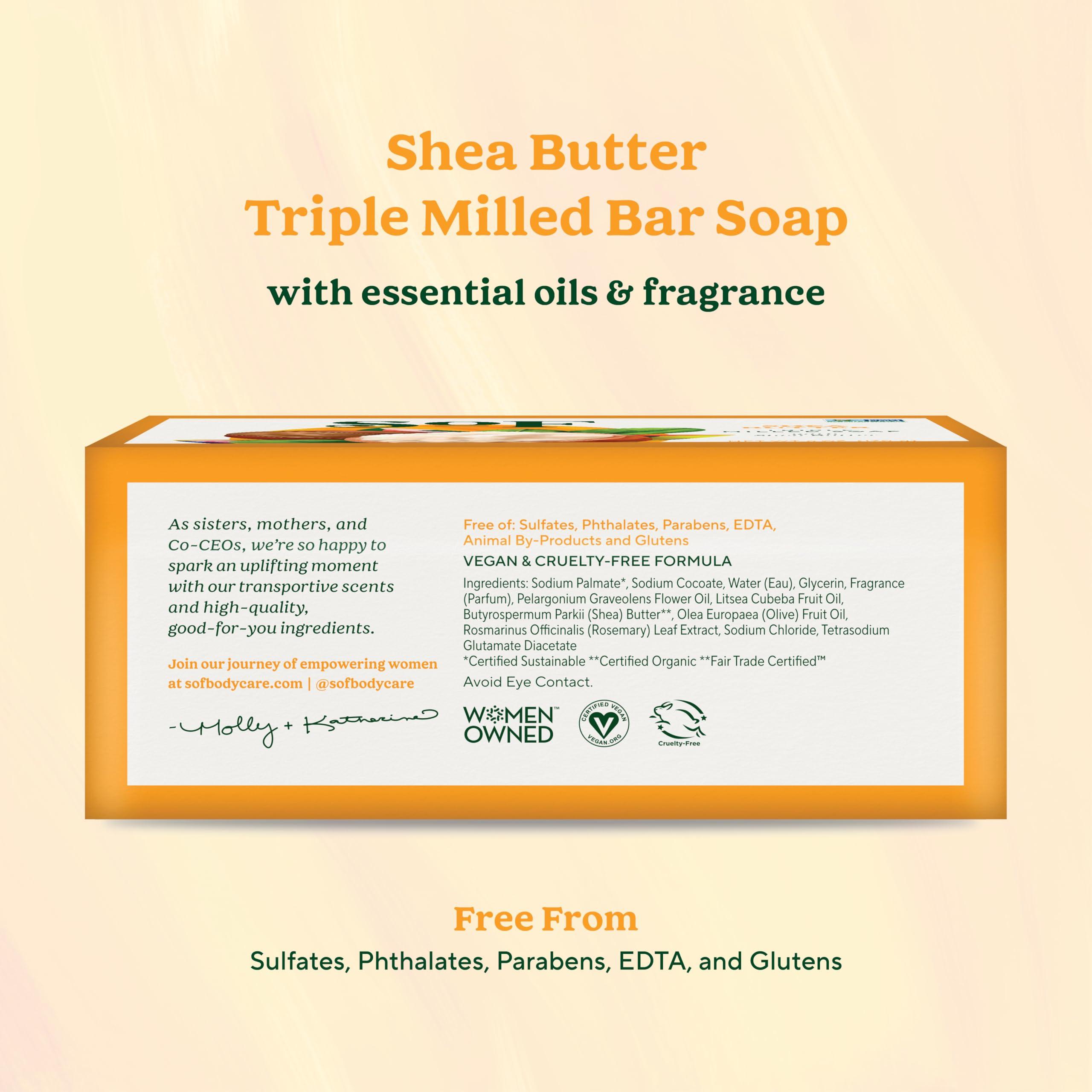 South of France Natural Body Care SoF Triple Milled Bar Soap - With Coconut Oil & Organic Shea Butter- Vegan & Non GMO- Free From Phthalates, Sulfates & Parabens- Shea Butter - 6 oz Bar 6 Bars