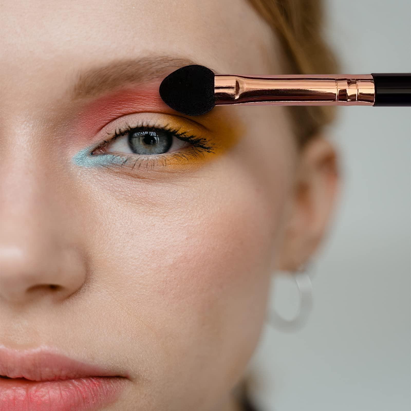 UorPoto Professional Eyeshadow Applicators Sponge tip Reusable UorPoto 10Pcs Women Blendable Round Foam Makeup Eyeshadow Brush Applicator Set Washable