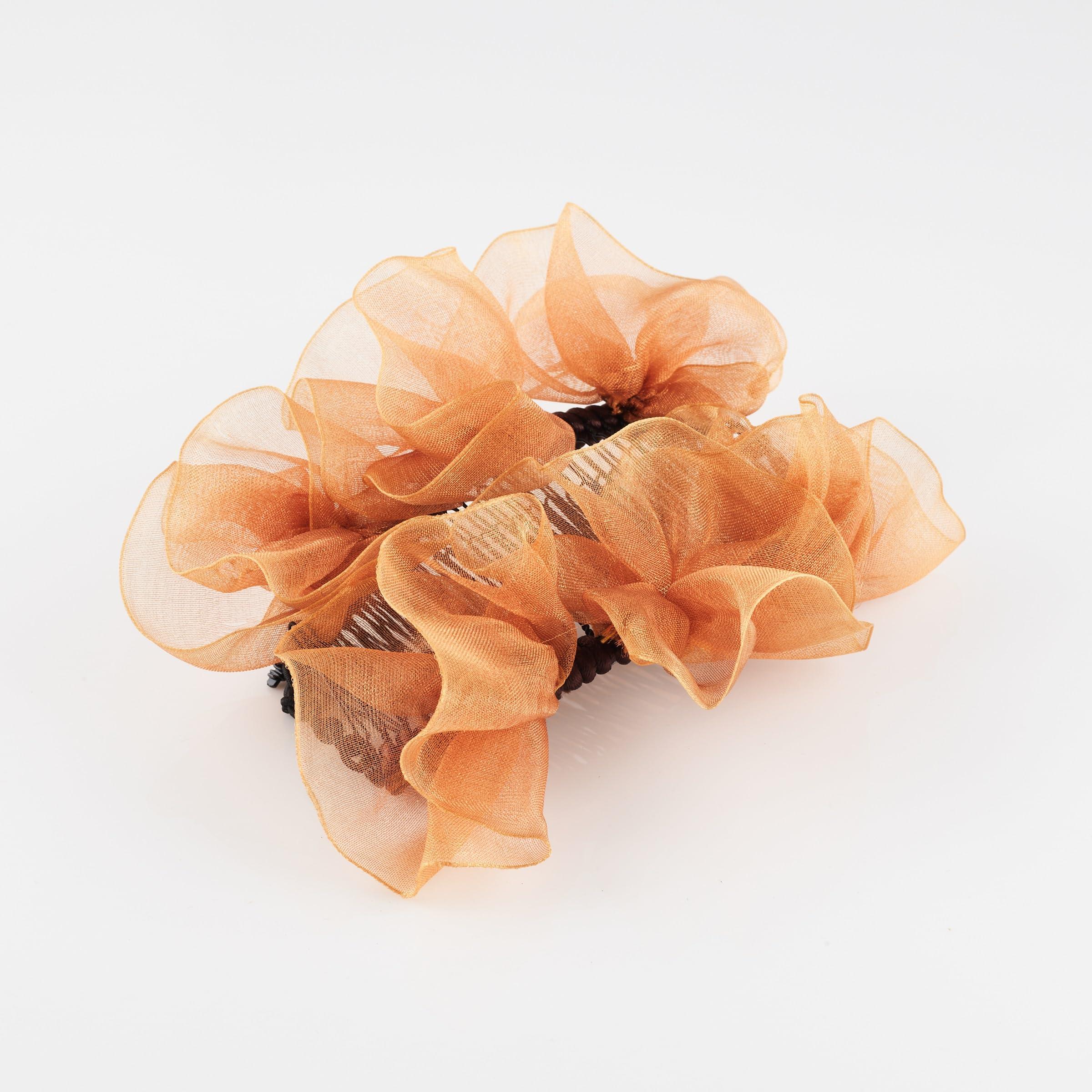 HairZing Stretch Banana Clip for Fine Thin, Thick Curly Hair Women, Elastic Double Combs Make Great Hair Accessories for Kinky, Curly Ponytail, Mohawk, Bun (Medium, Golden)