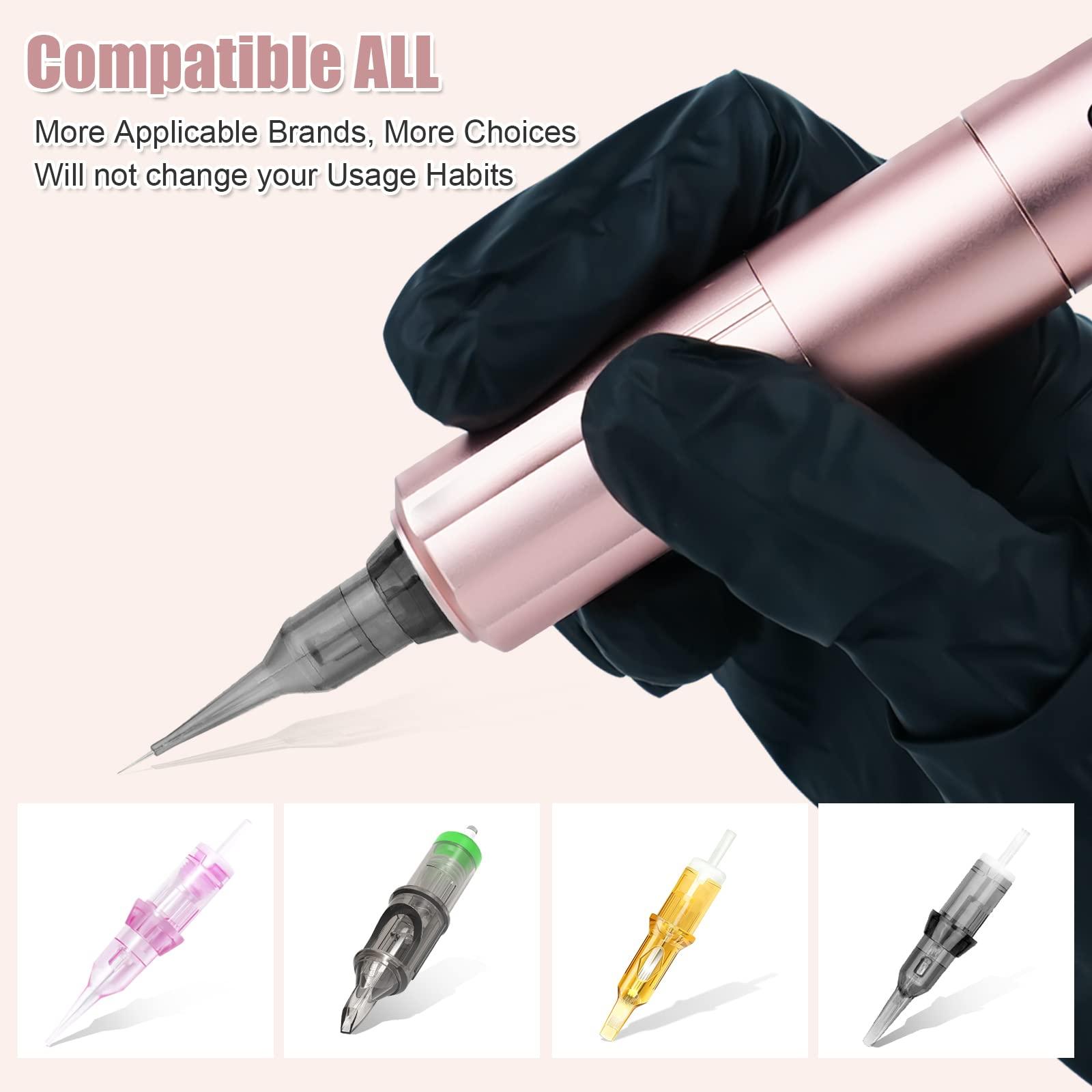 INKCHUM INKCHUM Microblading Supplies Wireless RCA Machine Pen with 2 Batteries Digital OLED Display 10W Coreless Motorfor Miroblading Shading Lining Eyeliner Lips(Rose Gold)