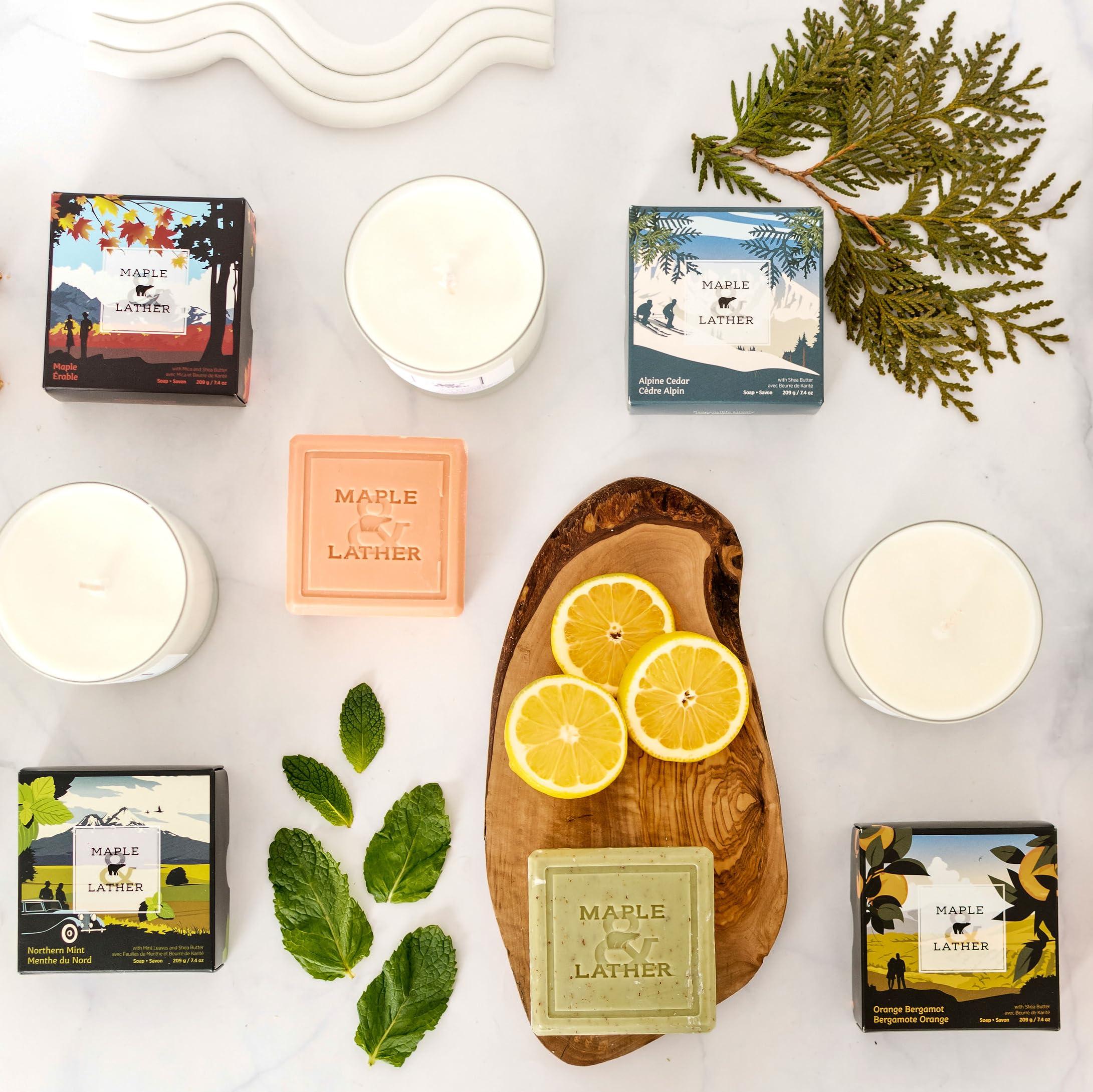 Maple and Lather Maple & Lather Triple Milled Bar Soap with Shea Butter, Orange Bergamot Scent, Moisturizing, Long-Lasting, Sustainably Sourced, 209g - Made in Provence, France