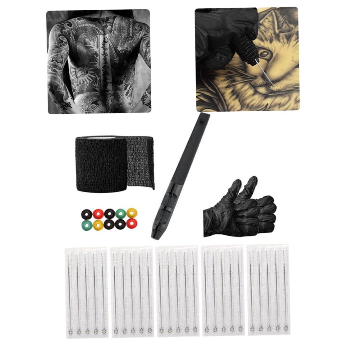 Generic Tattoo Hand Poke Stick Tattoo Kit Self Adhesive Bandage 1 3 5 7 9RL Needles for Tattoo Artist Black Temporary Tattoos