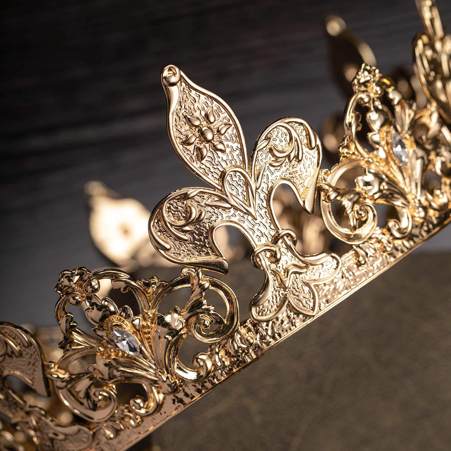 SWEETV SWEETV Royal Gold Queen Crown for Women, Wedding Pageant Crown, Costume Party Accessories for Birthday, Halloween, Babyshower, Genevieve,for Adult