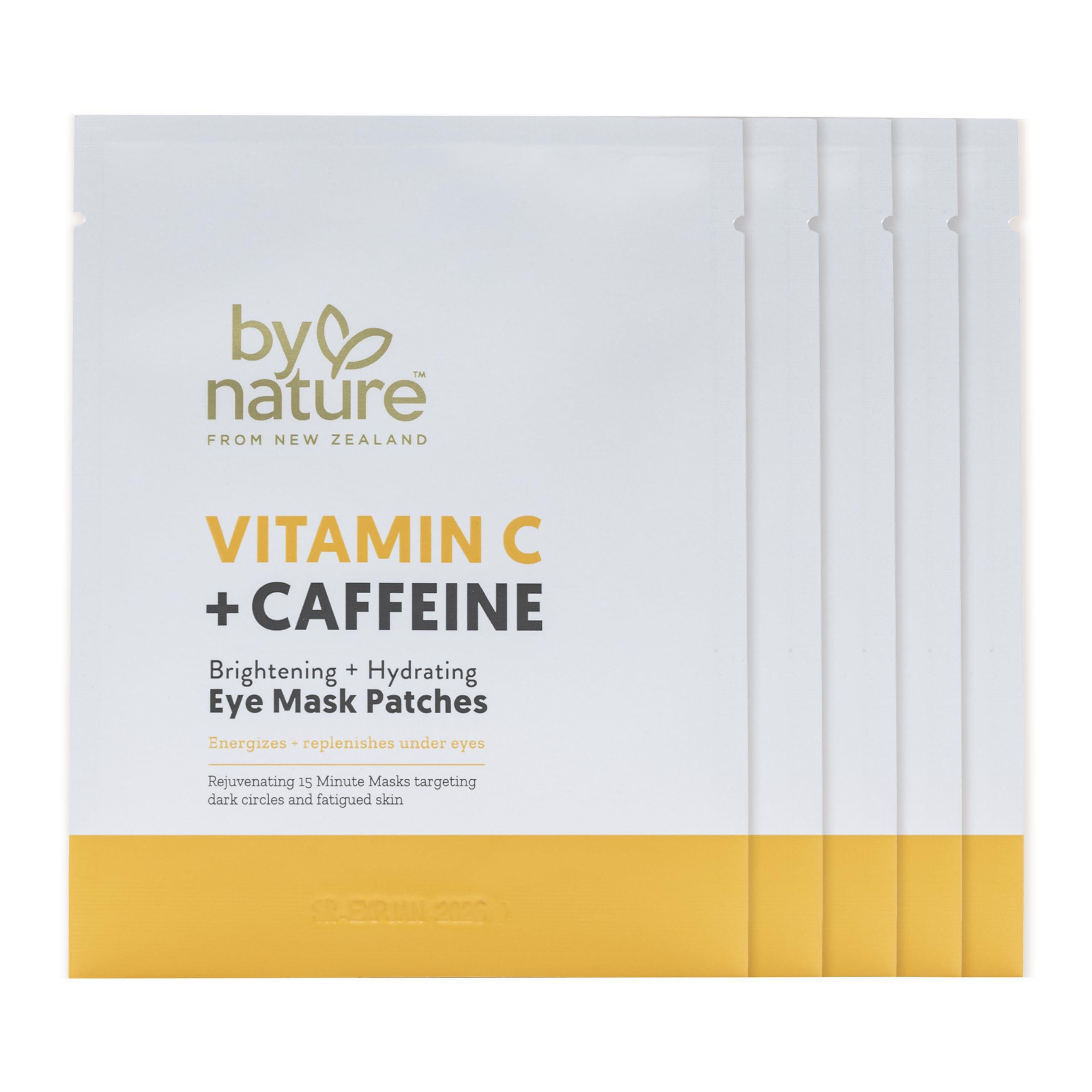 By Nature By Nature Vitamin C + Caffeine Brightening + Hydrating Under Eye Mask Patches - Energizing + Replenishing Eye Patches for Dark Circles - Skincare from New Zealand - Under Eye Patches - 5 Pairs