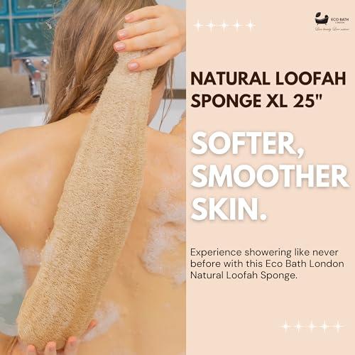 Eco Bath London Eco Bath London Home Grown Natural Loofah - Premium Exfoliating Bath Sponge, Shower Puff, and Body Scrubber for Smooth, Radiant Skin (25\")