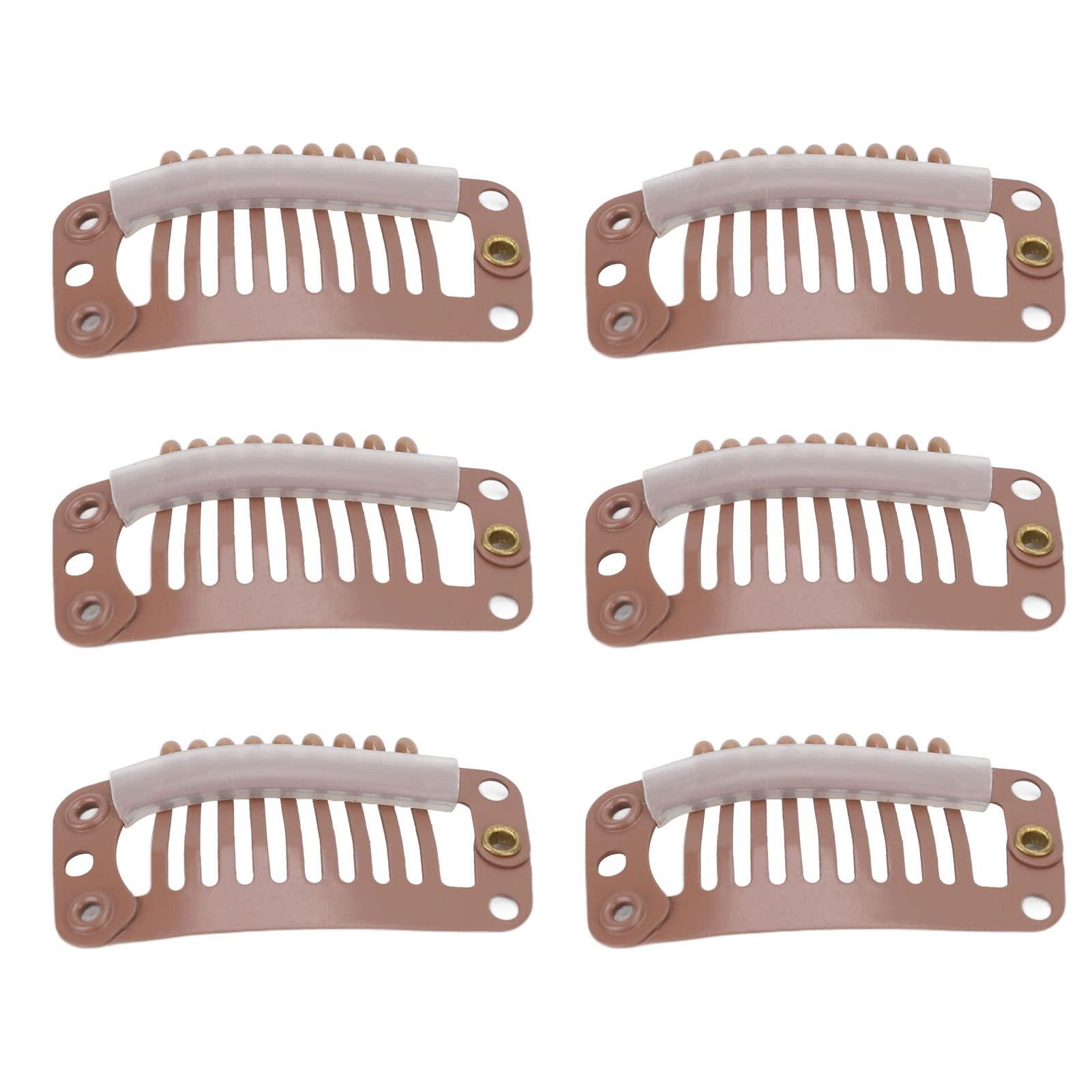 ZJchao 40pcs Hair Wig Clips Stainless Steel 9 Teeth Firmly Hold Hair Extension Hairpiece Clip 32mm(Light Brown)