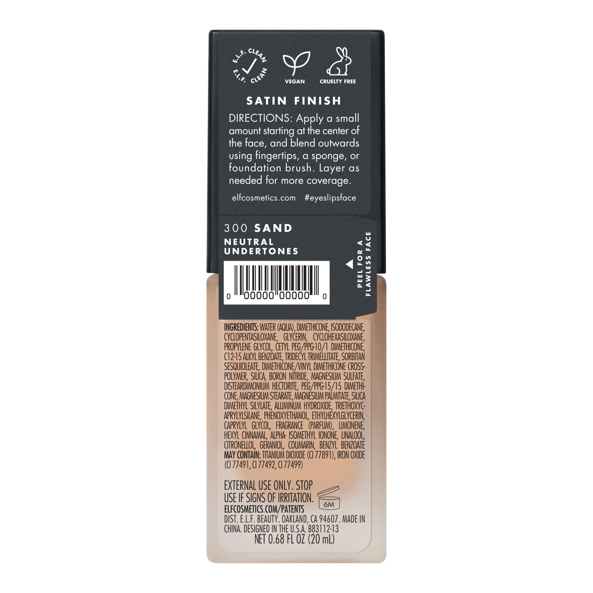 e.l.f. e.l.f. Flawless Finish Foundation, Lightweight & Medium Coverage, Semi-Matte Finish, Sand, 0.68 Fl Oz (20mL (Pack of 2)